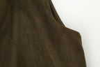 Suede Cowl-Neck Asymmetric Short-Sleeve A-Line Maxi Dress
