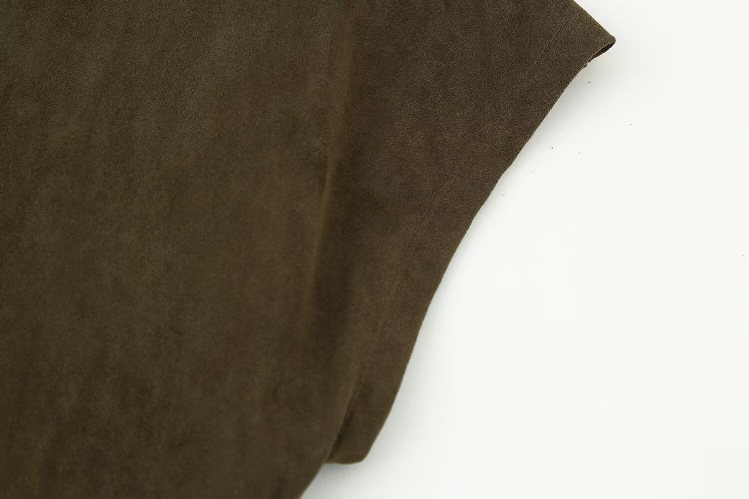 Suede Cowl-Neck Asymmetric Short-Sleeve A-Line Maxi Dress