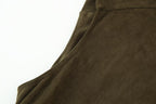 Suede Cowl-Neck Asymmetric Short-Sleeve A-Line Maxi Dress