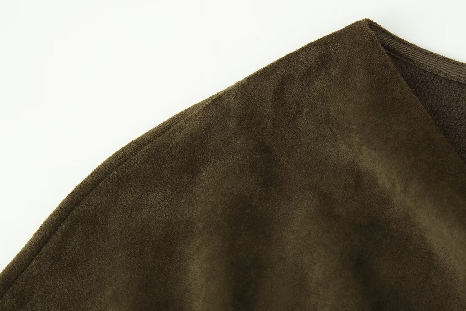Suede Cowl-Neck Asymmetric Short-Sleeve A-Line Maxi Dress