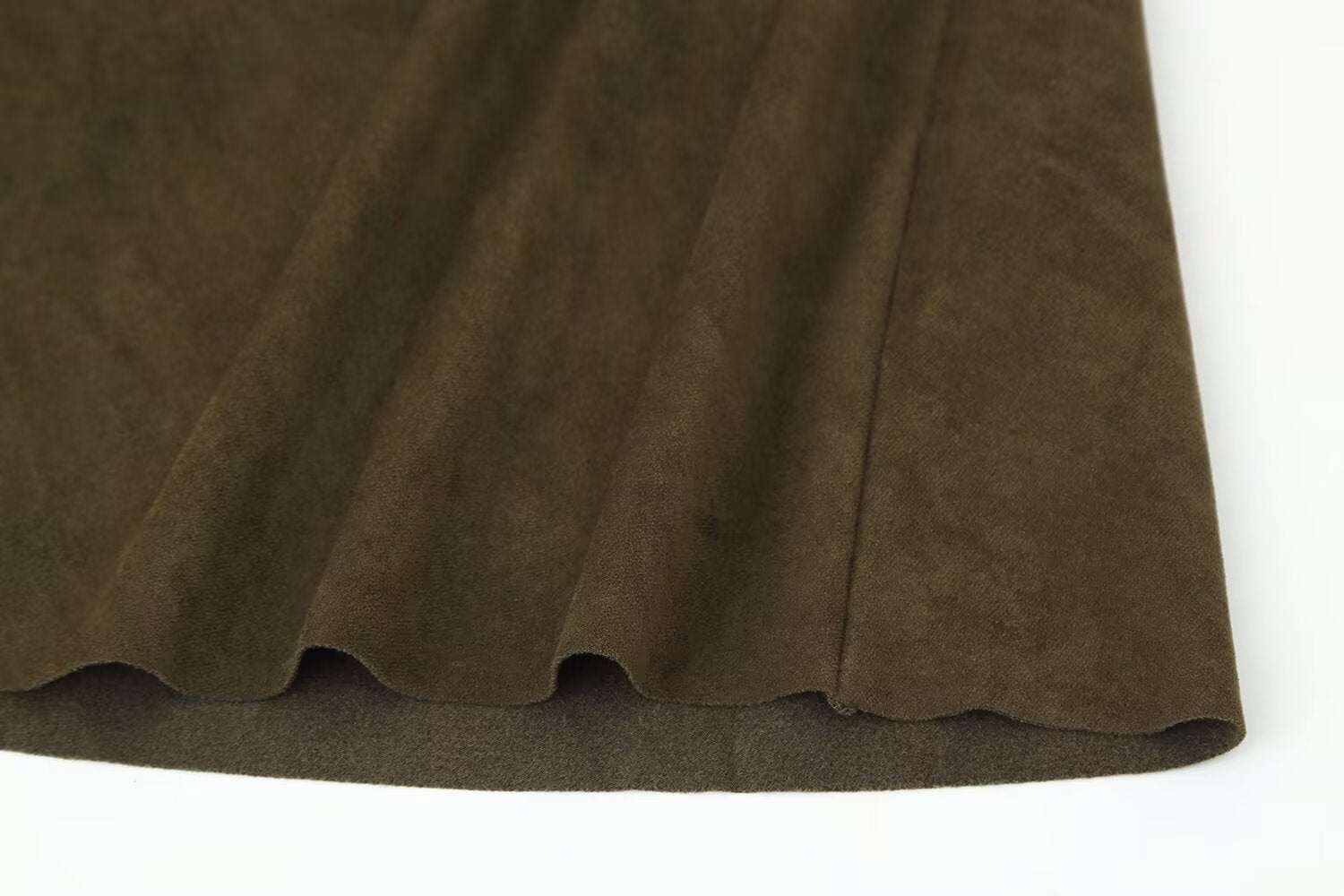 Suede Cowl-Neck Asymmetric Short-Sleeve A-Line Maxi Dress