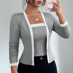 Women’s Black Knit Cardigan Vest Two Piece Set
