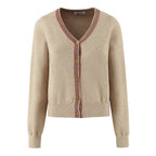 Women's Fall V-Neck Long Sleeved Knitted Cardigan Pleated Skirt Set