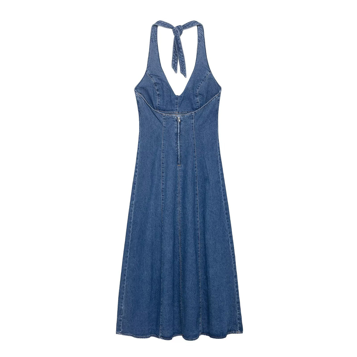 Women's Denim Halter Maxi Dress