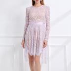 Women's 's Lace Asymmetric Long-Sleeve Dress