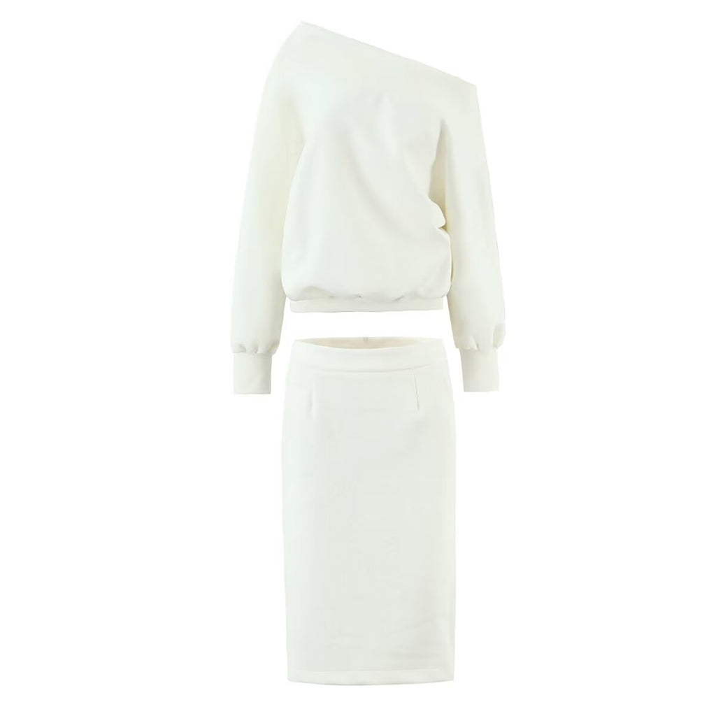 Women's Loose Texture Large Profile Coordinated Two-Piece Set