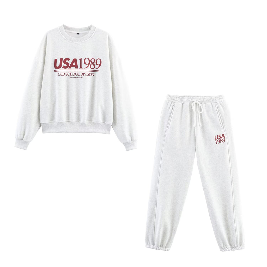 Women's Autumn Casual Printed Sweater Printed Pant Sets