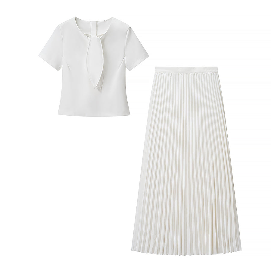 Women's Pleated Top And Skirt Two-Piece Set
