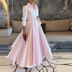 Women Clothing Elegant Collared Shirt Two Piece Overskirt Suit