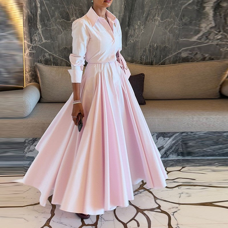 Women Clothing Elegant Collared Shirt Two Piece Overskirt Suit