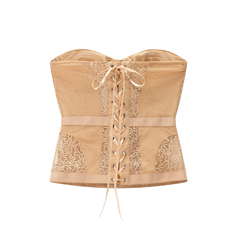 All Match Corset Boning Corset Tube Top Body Shaping Lace Up Top