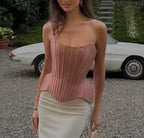 Solid Color Boning Corset Shapewear Slim Fit Tube Top