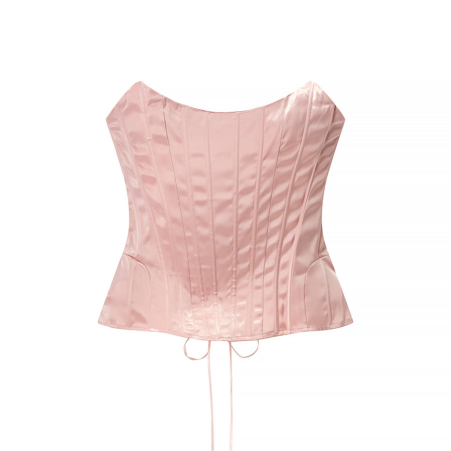 Solid Color Boning Corset Shapewear Slim Fit Tube Top