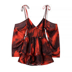 Women's Backless Floral Ruffle Mini Dress