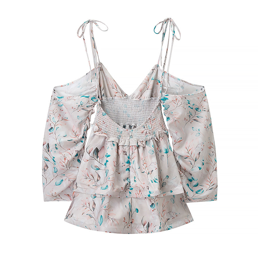 Women's Backless Floral Ruffle Mini Dress