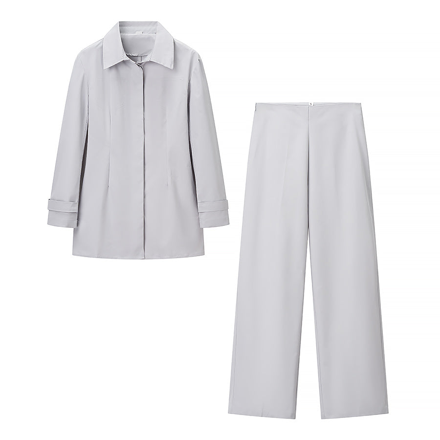 Fall Women Clothing Fashionable Simple Shirt Top Casual Trousers Suit