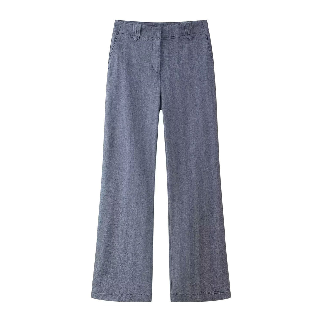 Sea Blue Straight-Leg Pants