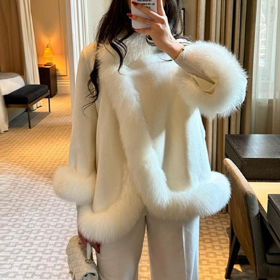 Women's Fur Collar Graceful Woolen Jacket Coat