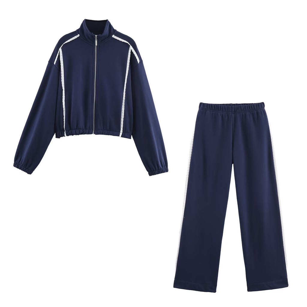 Women's Autumn Design Long Sleeve Top Wide Leg Show Elegant Pants Sets