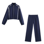 Women's Autumn Design Long Sleeve Top Wide Leg Show Elegant Pants Sets