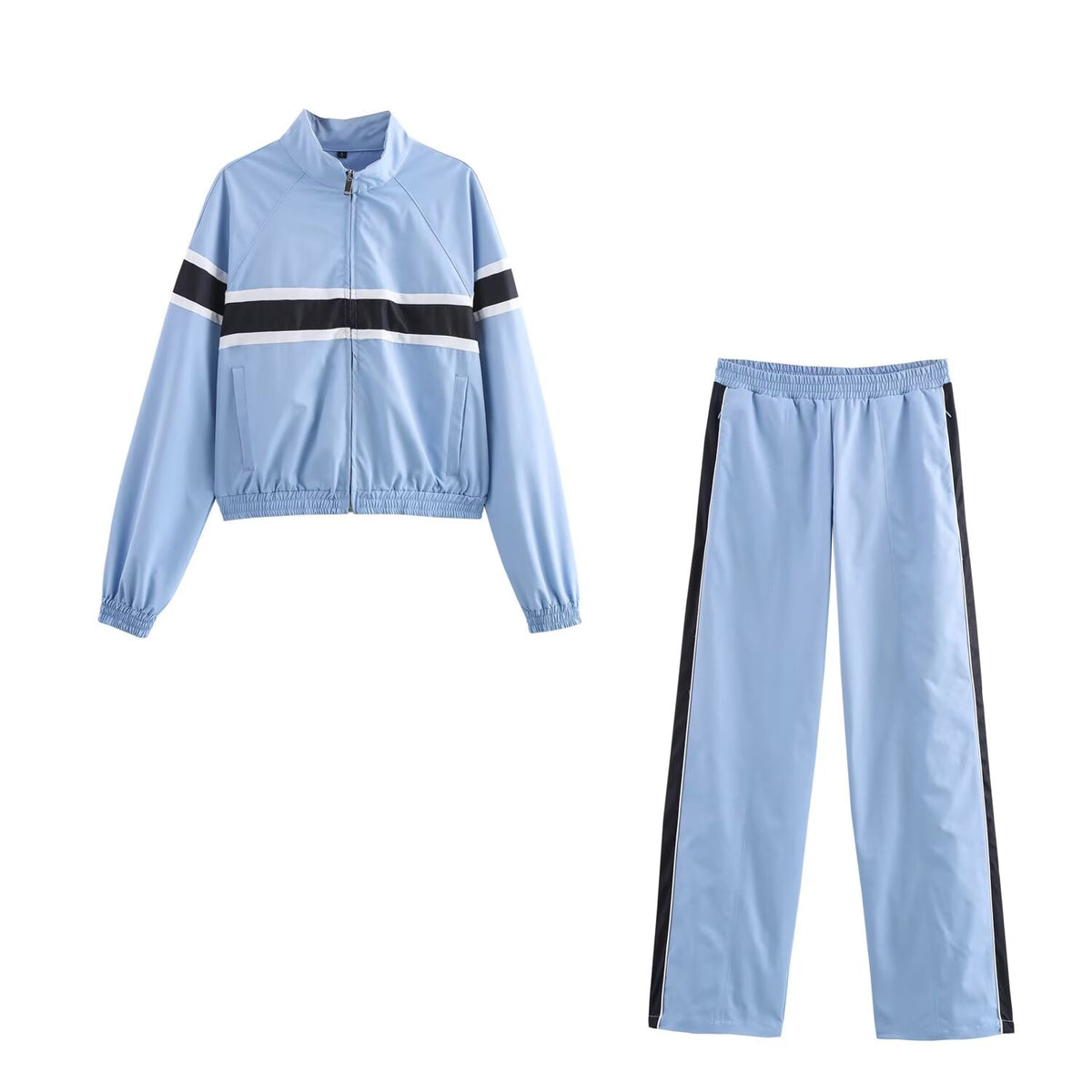 Women's Stitching Striped With Trim Coat Side Striped With Trim Set