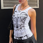 Women's Graphic Bone Print Sleeveless Tank Top