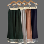 Women's Spring And Autumn Knitted Casual Top And Wide Leg Pants Two