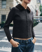 Women's Fall Women Clothing Artificial Fur Effect Collared Knitted Coat
