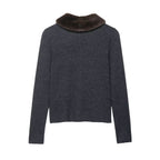 Women's Fall Women Clothing Artificial Fur Effect Collared Knitted Coat