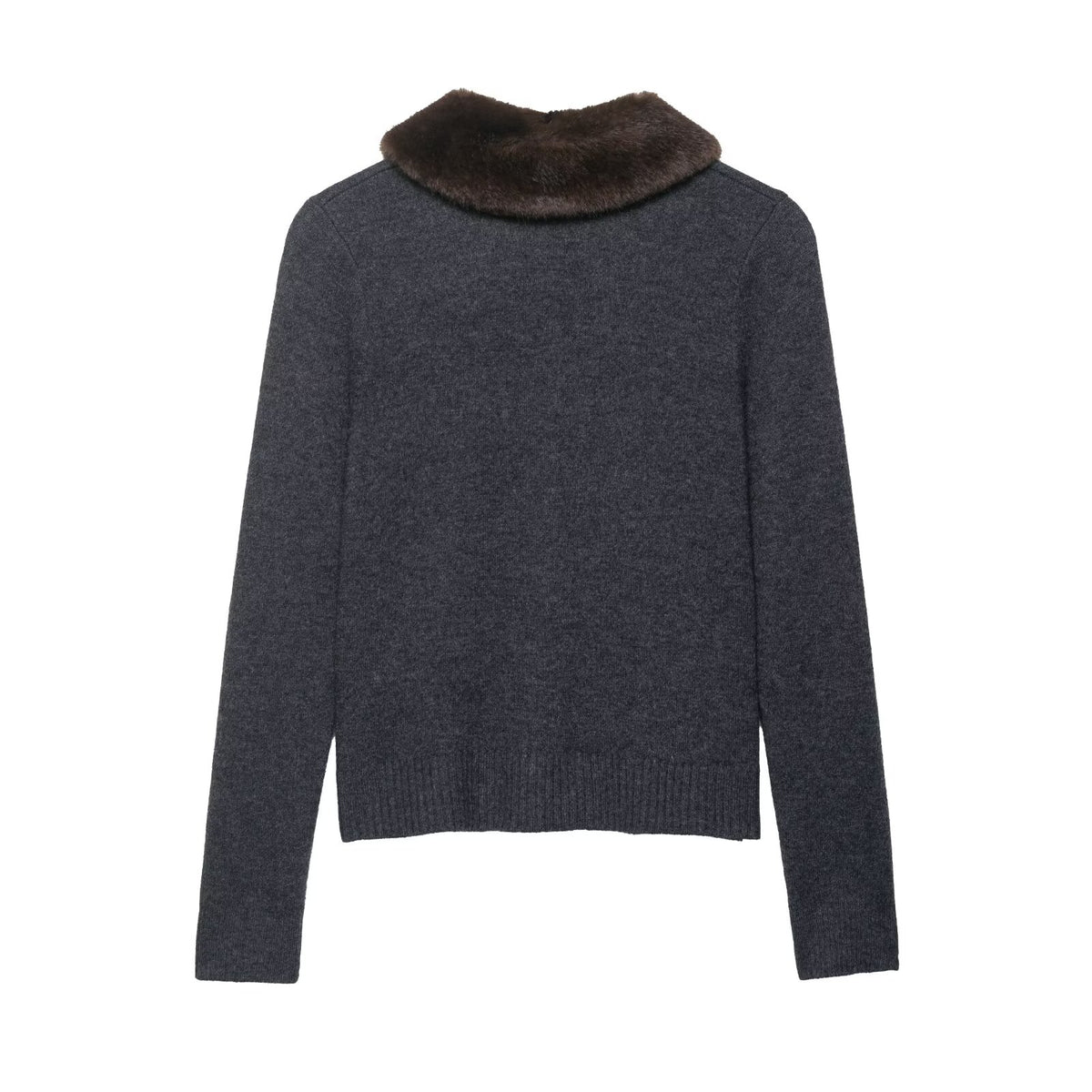 Women's Fall Women Clothing Artificial Fur Effect Collared Knitted Coat