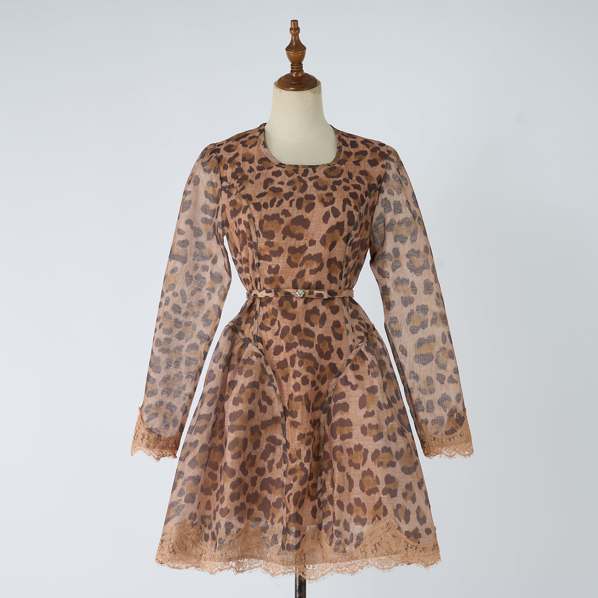 Women's Elegant Printed Leopard Print Linen Wrap Around Dress