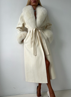 Women's Fur-Collar Belted Wool Coat