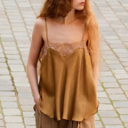 Women's Clothing Satin Solid Color Casual Loose Ruffled Stitching Sexy Sling
