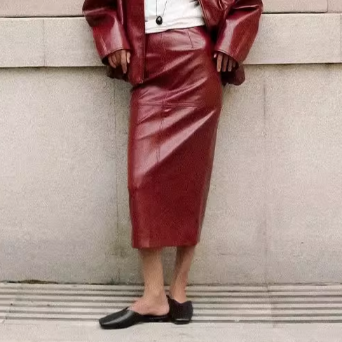 Elegant Retro Leather Skirt