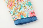 Women's Printed Denim Color Cotton Padded Long Sleeve Coat