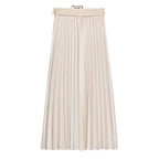 Women's With Belt Suede Effect Pleated Skirt
