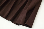 Women's With Belt Suede Effect Pleated Skirt