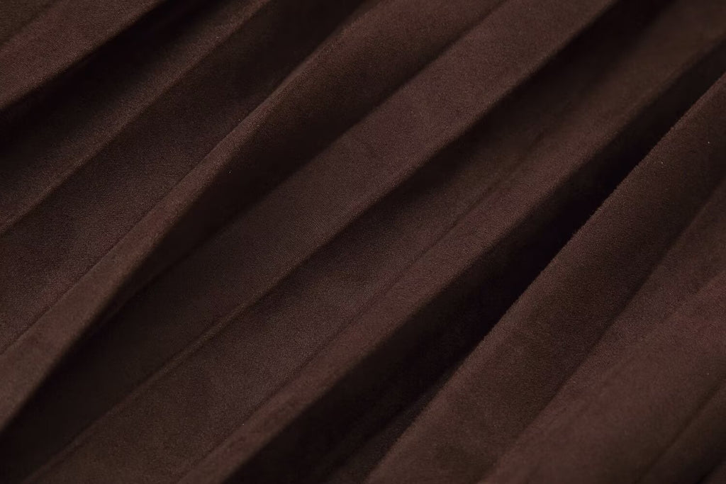 Women's With Belt Suede Effect Pleated Skirt