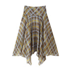 Women's Plaid Scarf Cape Midi Coordinated Two-Piece Set