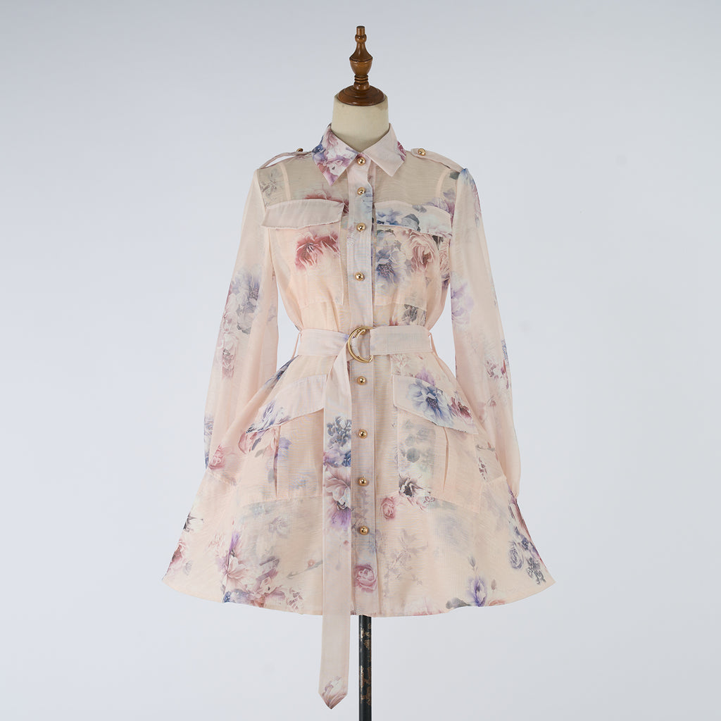 Women's Floral Collared Shirt Dress