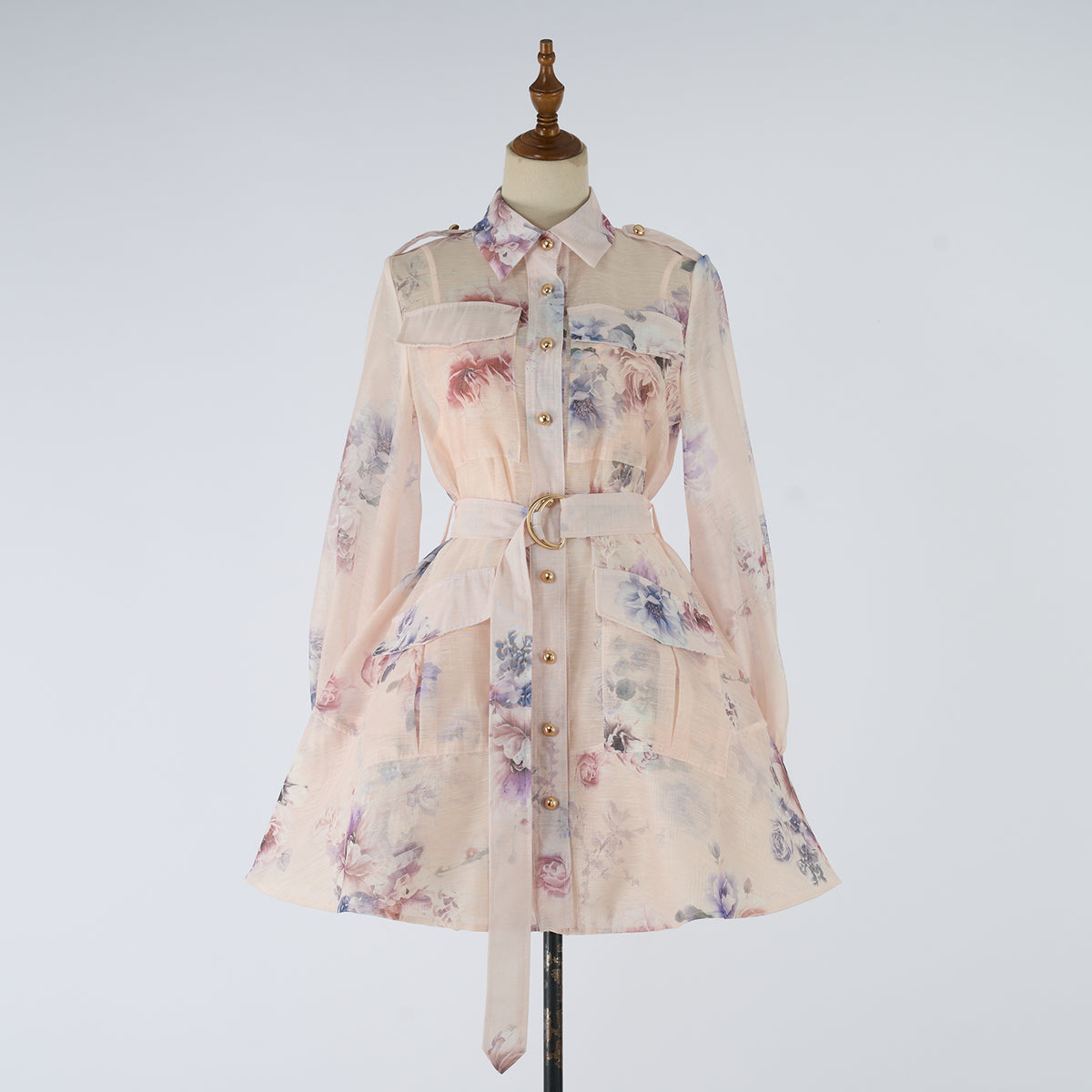 Women's Floral Collared Shirt Dress