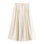 Elegant Button Coat Pleated Pants