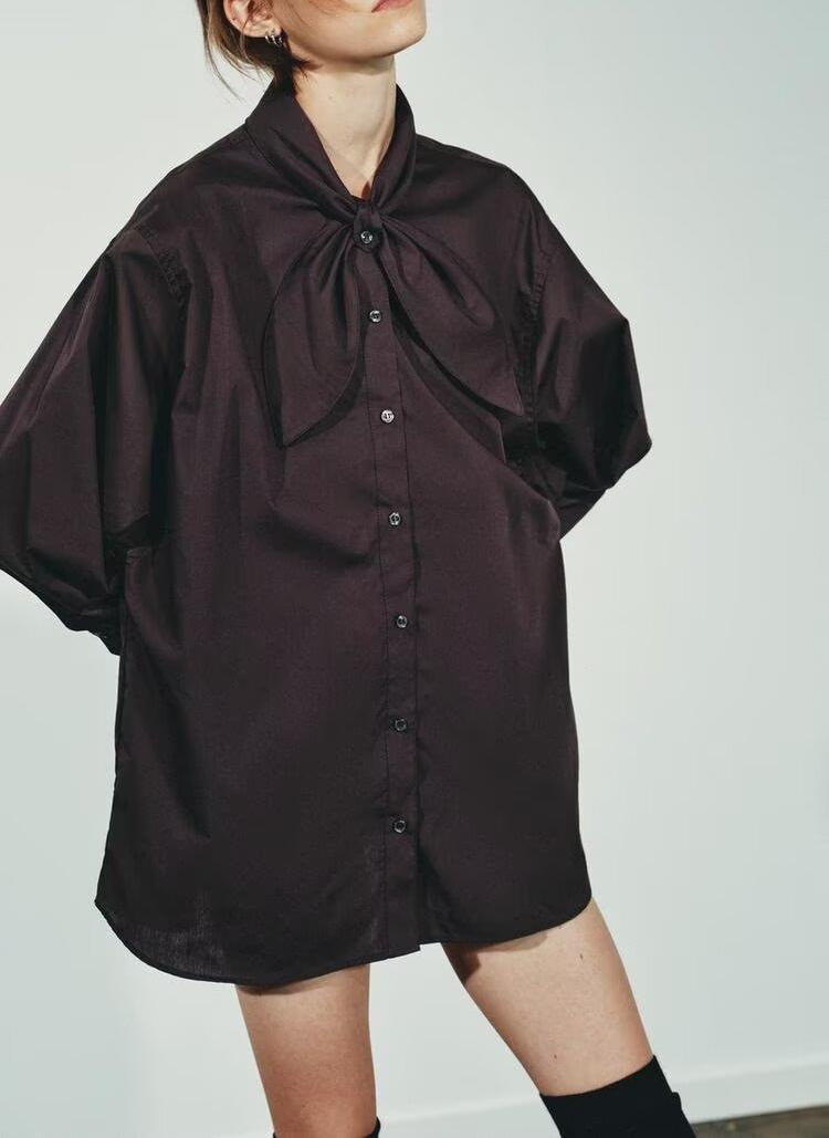 Women's Scarf Poplin Shirt