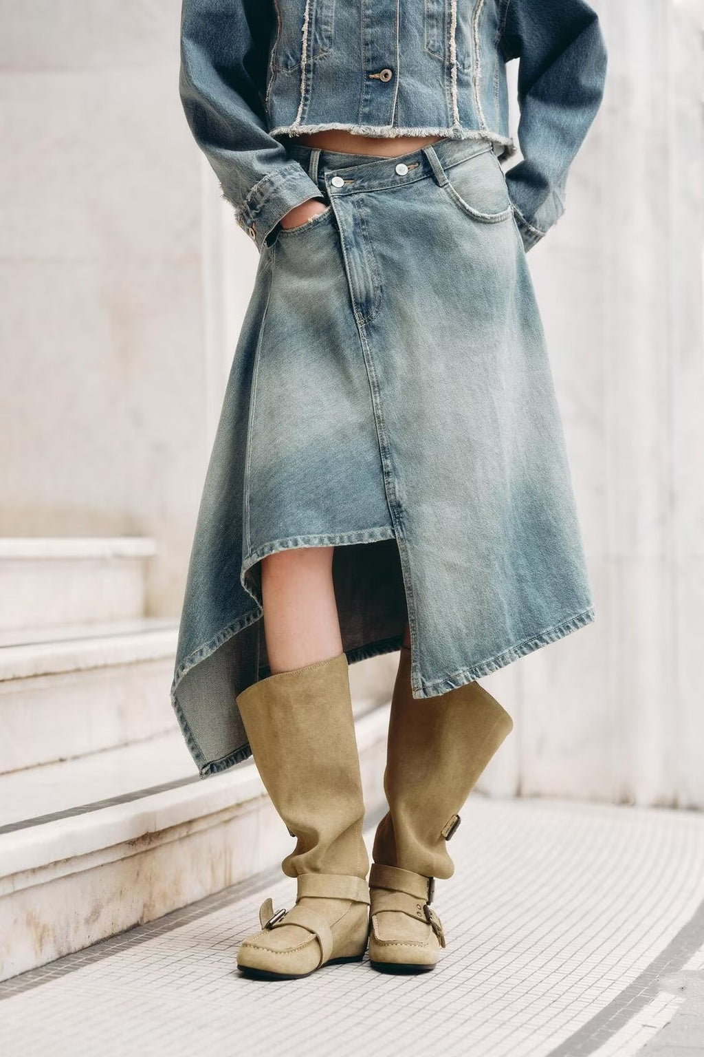 Women's Denim Jacket & Skirt Two-Piece Set