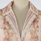 Women's Summer Printed Buttons Stand Up Collar Maxi Dress