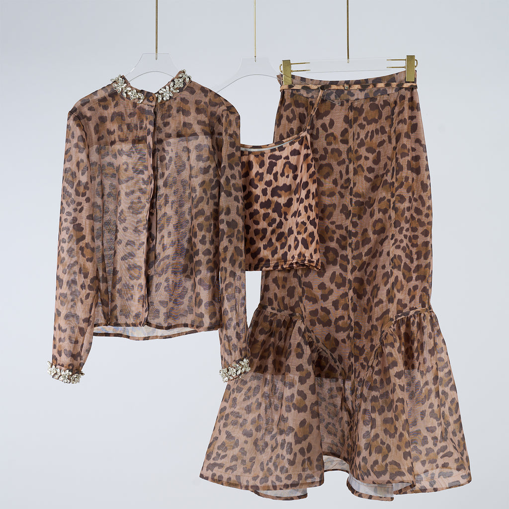 Women's Printed Three-Piece Skirt Set