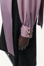 Women's Elegant Bowknot Decoration Silk Satin Textured Shirt