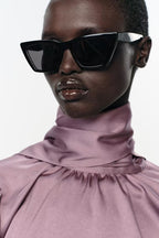 Women's Elegant Bowknot Decoration Silk Satin Textured Shirt