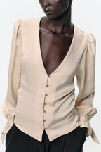 Women's Wrinkle Effect Slim Shirt