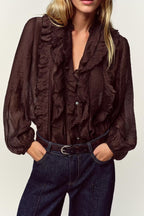 Women's Laminated Decoration Long Sleeve Shirt